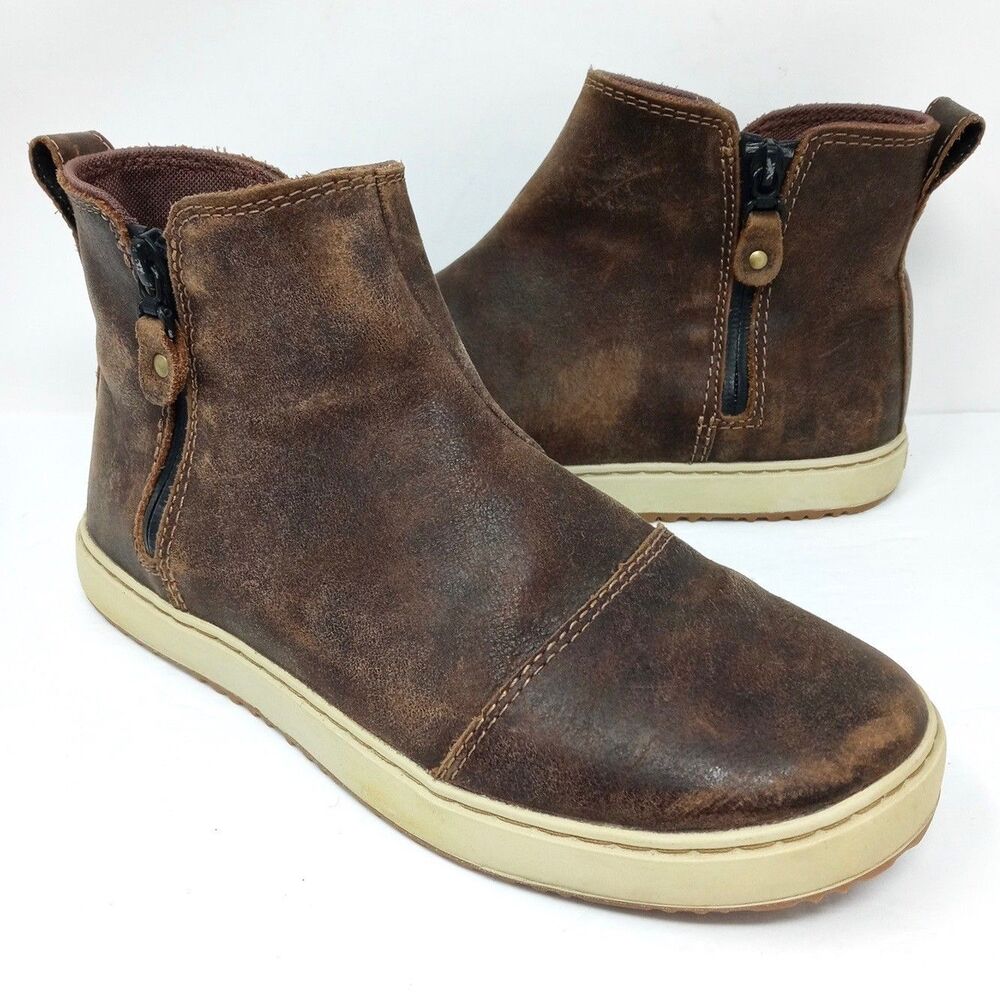 LL Bean Mountainside Boots Women's Size 8 Brown Leather Side Zip Slip-On Hiking